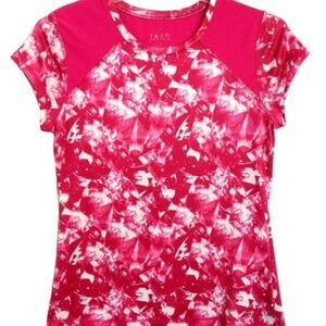 Tech Couture Pink White Athletic Stretch Short Sleeve Top Women's L